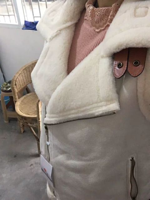 Áo gile nữ da lộn