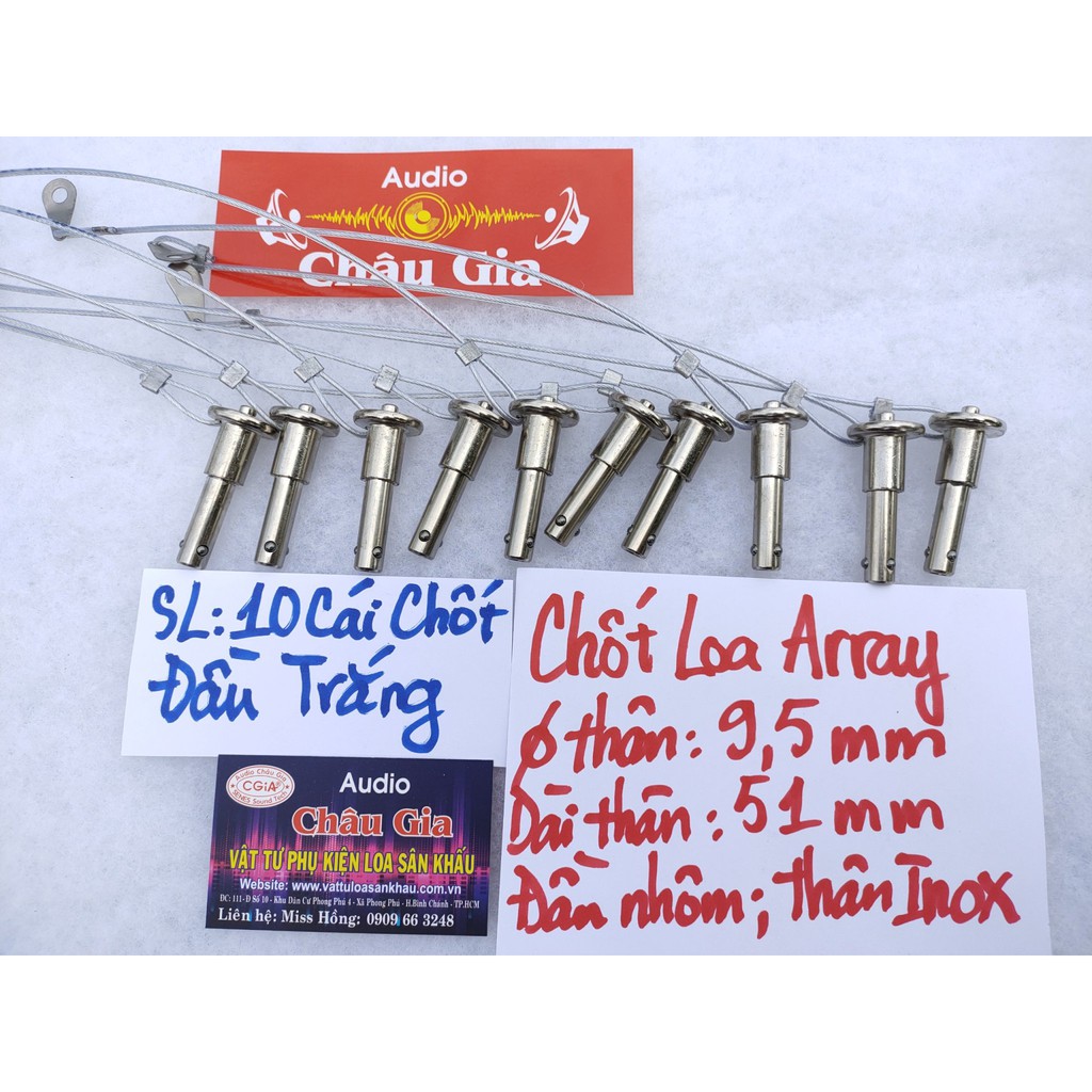 Chốt loa array 9.5 ly màu trắng 10 cái Audio Châu Gia