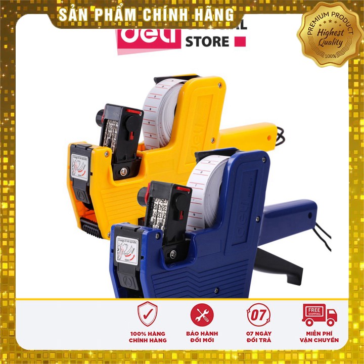 Máy bắn giá 8 số Deli - Tay cầm chống trơn - Xanh dương, Vàng - 1 chiếc màu ngẫu nhiên - W7501