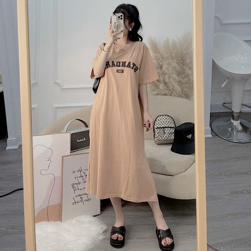 Đầm suông dài, váy suông bầu chất cotton Gemmy House Stand