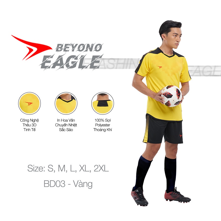 Bộ quần áo bóng đá Beyono Eagle vàng, đồng phục thể thao co giãn 4 chiều, thấm hút, thoáng khí