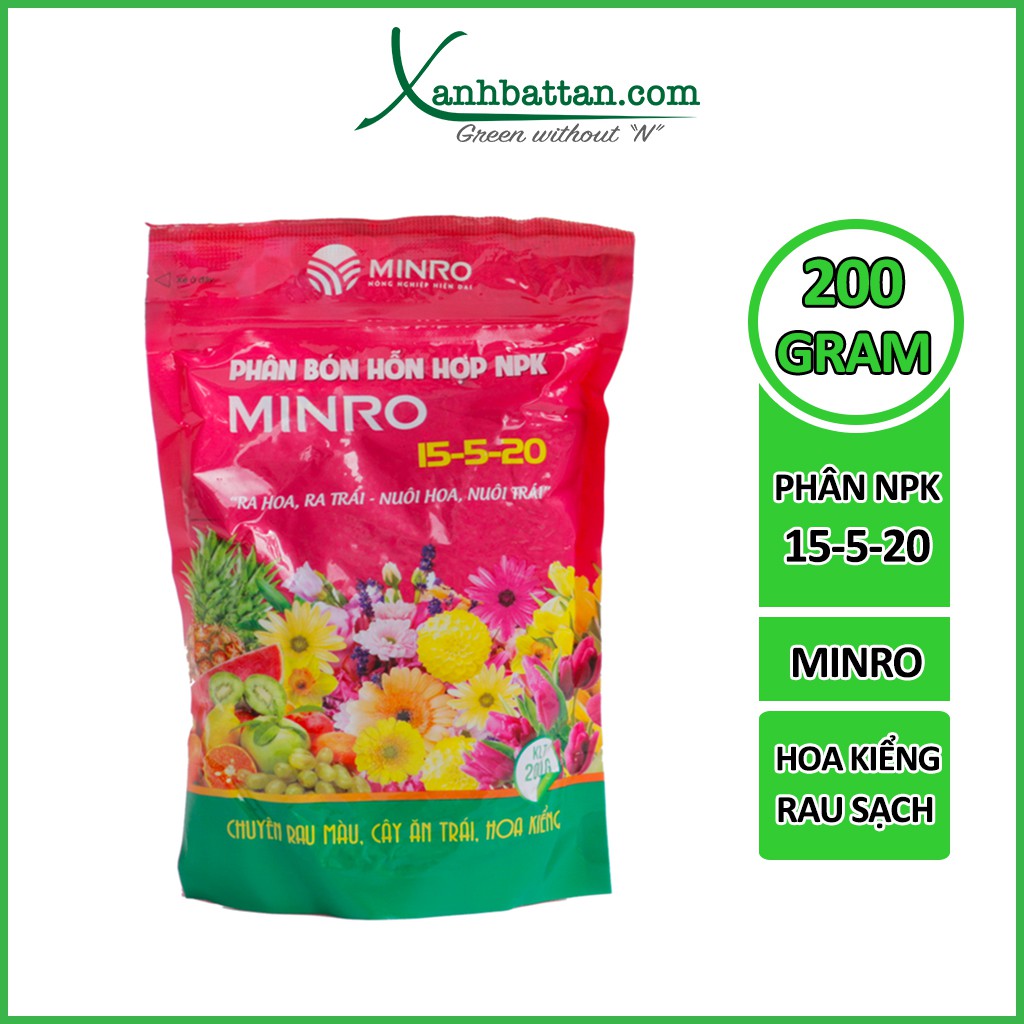 Phân bón NPK Kích thích ra hoa và đậu quả MINRO 15-5-20 200 gram