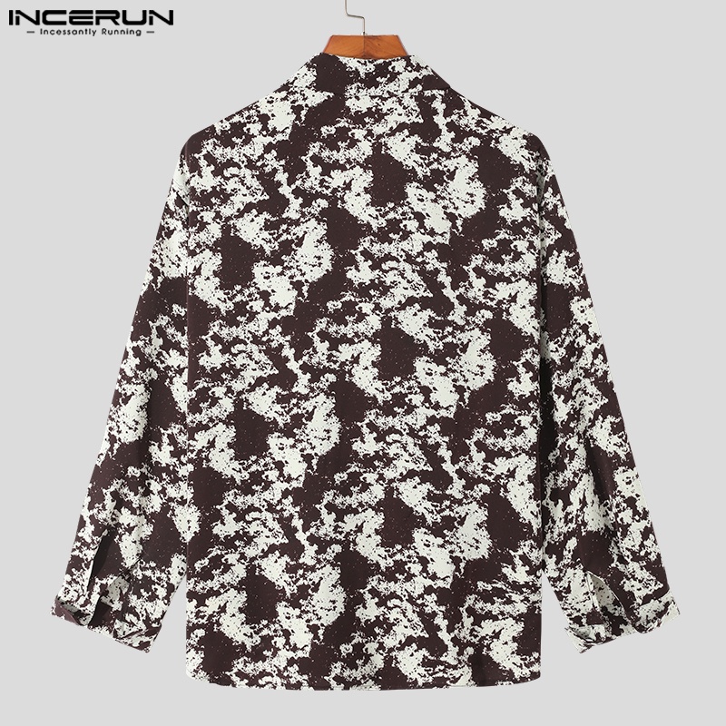 INCERUN Áo Sơ Mi Dài Tay Nhuộm Màu Thời Trang Dự Tiệc Cho Nam