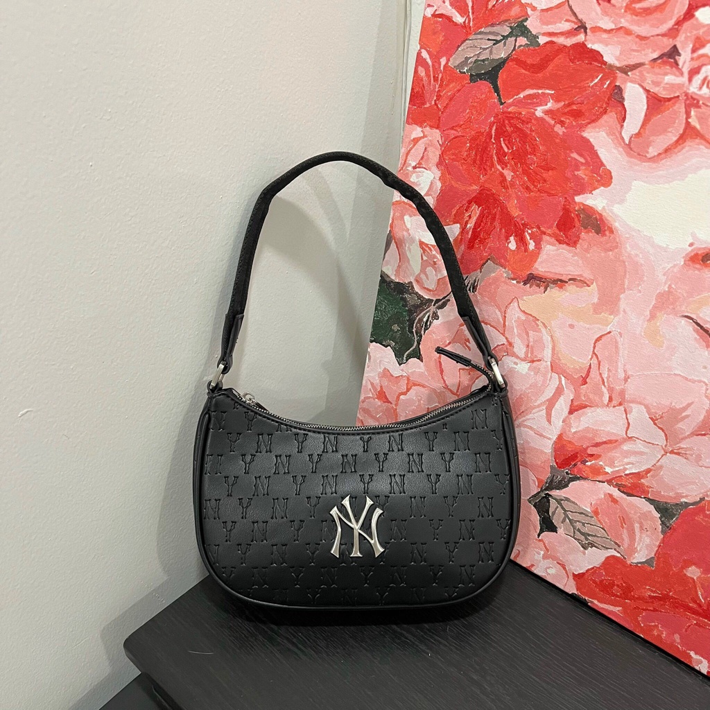 Túi Kẹp Nách  MLB NY Monogram Diamond Da In Chìm Full Tag Code