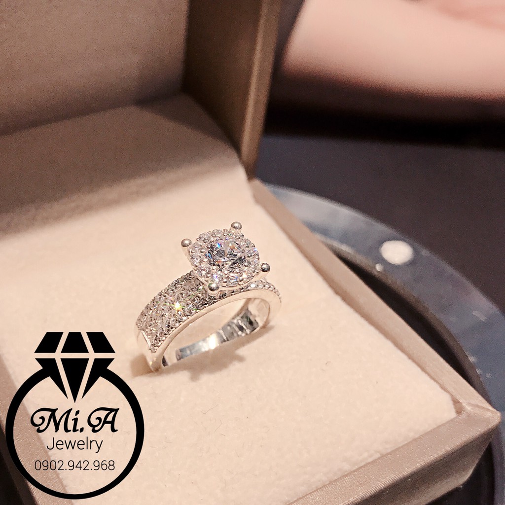 Nhẫn bạc ý 925 cao cấp hột mỹ nhân tạo Mã N021