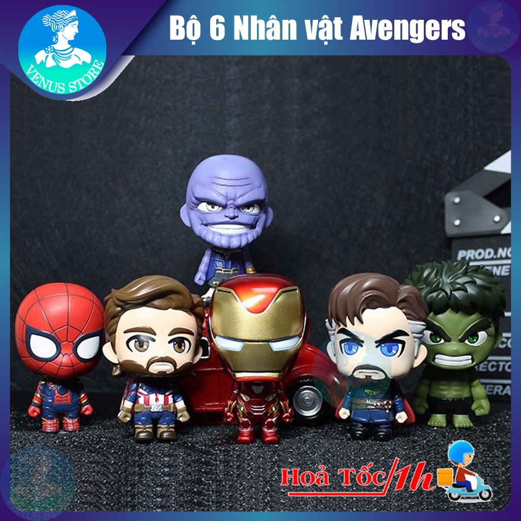 Mô Hình Siêu Anh Hùng Mini Marvel Siêu Đáng Yêu- Bộ 6 Nhân Vật Siêu Anh Hùng Mini Avenger