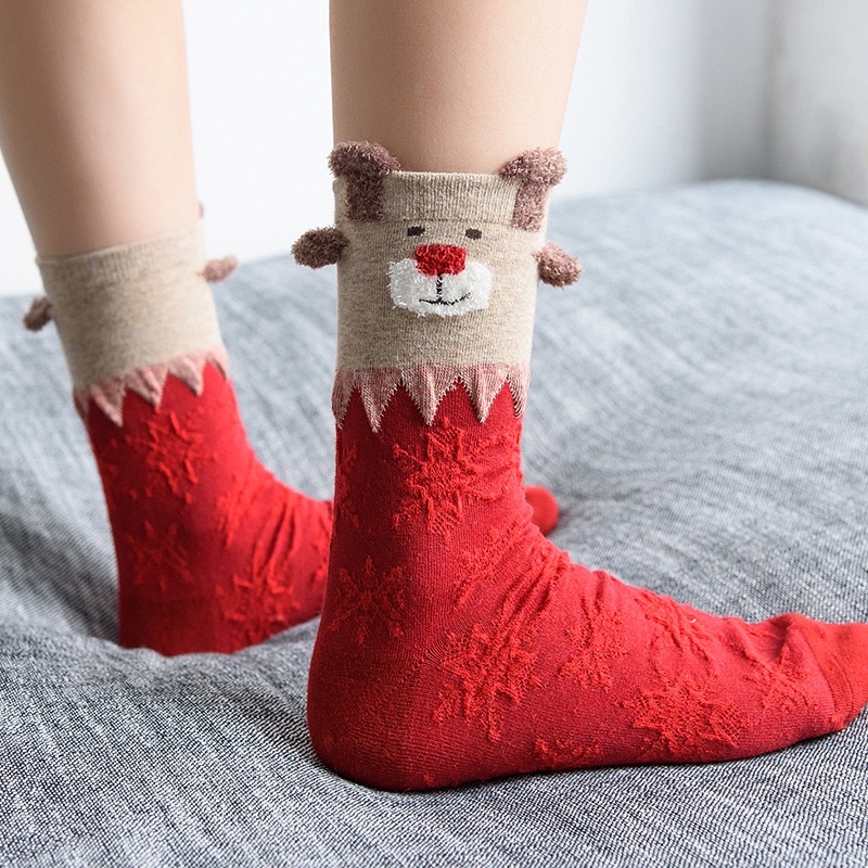 [Tonashoe] Tất Hoạ Tiết Tuần Lộc Mùa Giáng Sinh