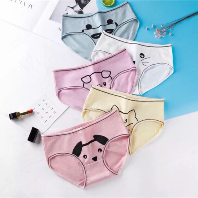 Quần lót cotton viền hình thú cute [BI &amp; CI]