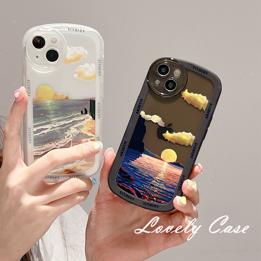 Ốp Điện Thoại Mềm Họa Tiết Hoàng Hôn Và Hoàng Hôn Cho iPhone 14 13 12 11 X Xs Max Xr 7 8 Plus