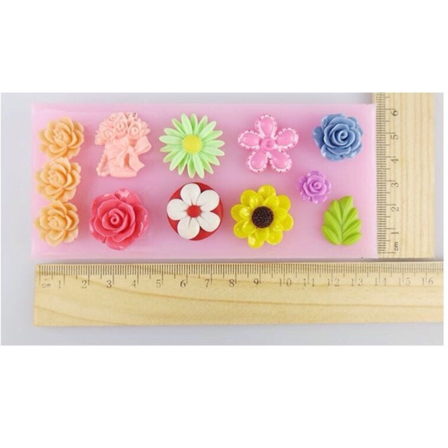 Khuôn rau câu silicon 4D Hoa nhí hỗn hợp Mã HL32DK