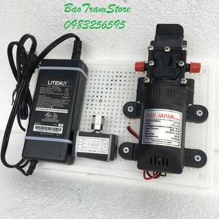 Bộ máy bơm tăng áp mini 12V tự ngắt Fuji A3Pro kèm bộ chuyển đổi nguồn 12v, chiết áp 12v BMC đã ráp sẵn vào bảng điện.