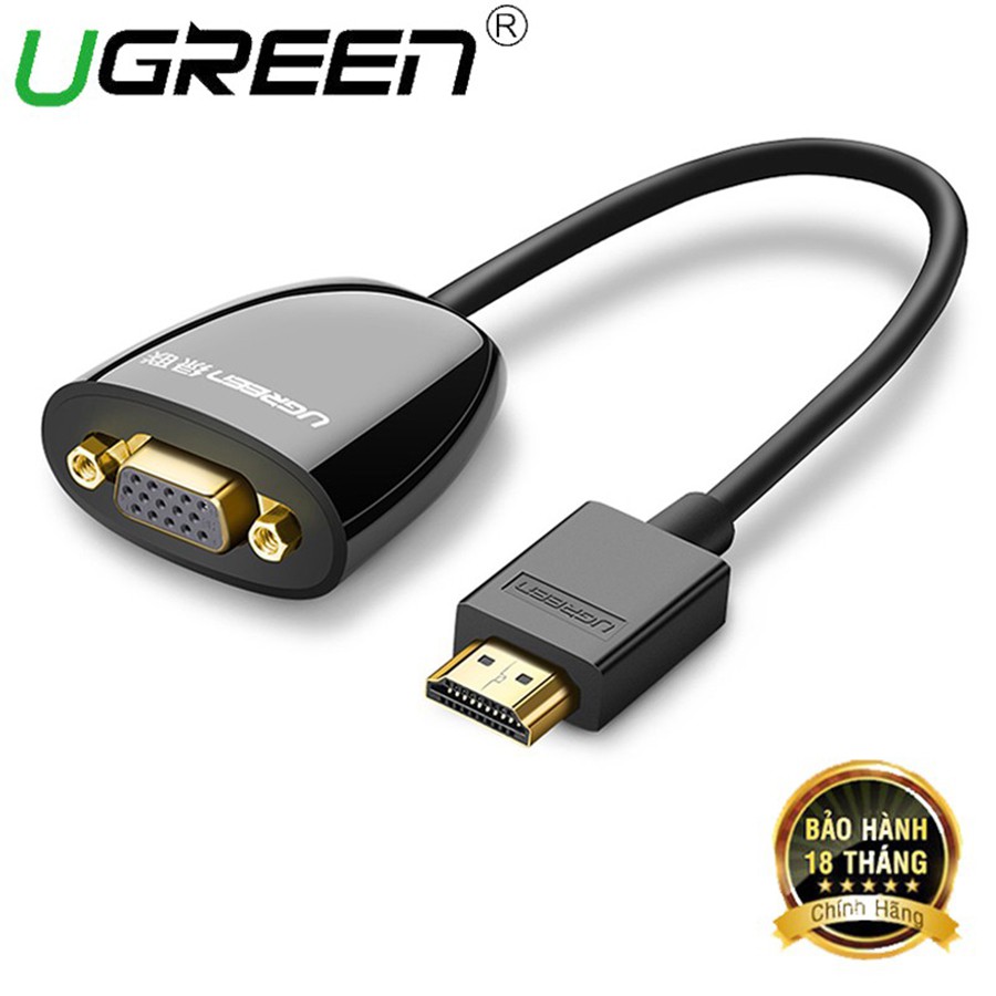 Ugreen 40253 - Cáp HDMI sang VGA không audio màu đen chính hãng - Hapustore