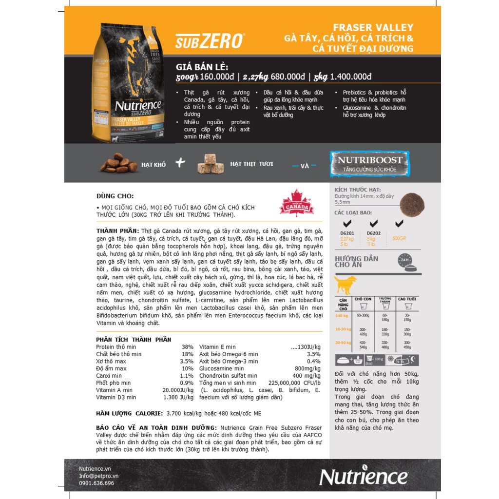 Thức ăn dạng hạt cho chó mọi lứa tuổi Nutrience Subzero 5kg - PetMall