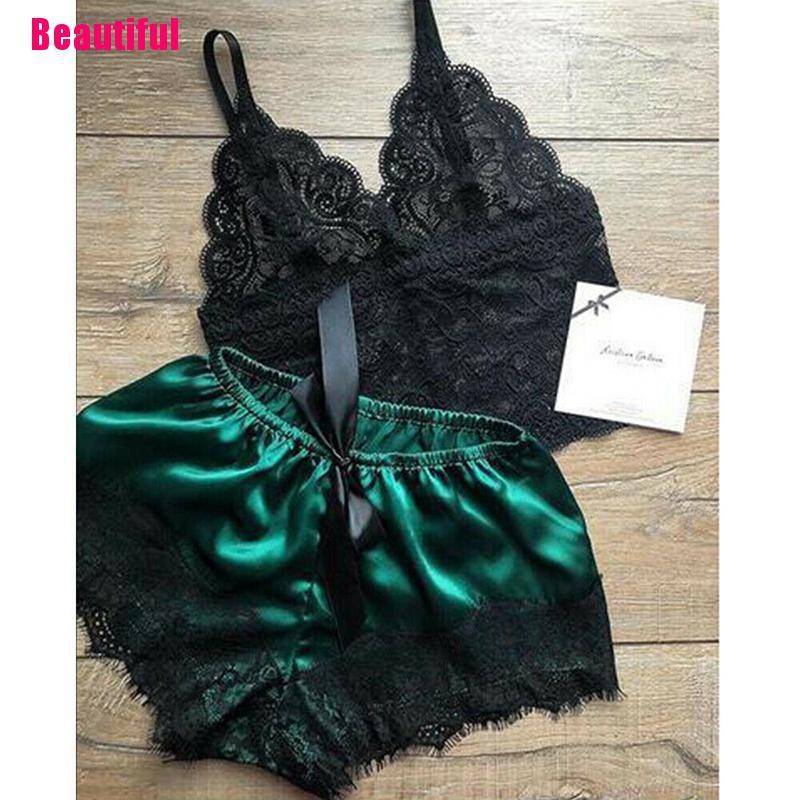 Bộ Đồ Ngủ 2 Món Phối Ren Quyến Rũ Cho Nữ