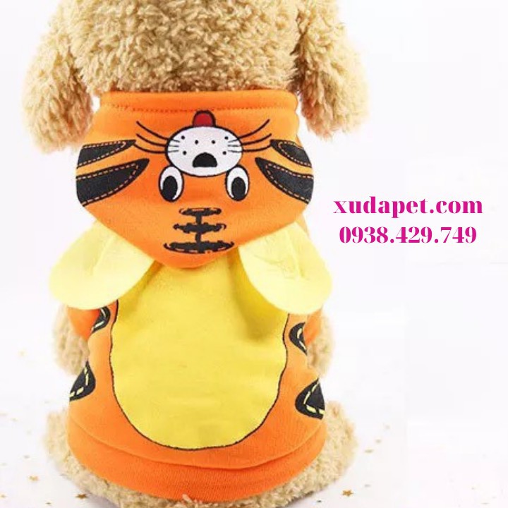 Áo Hoodie Hình Hổ Vằn chất liệu thun co giãn cao cấp, giúp cho thú cưng trông rất xinh xắn, thời trang - SP000567