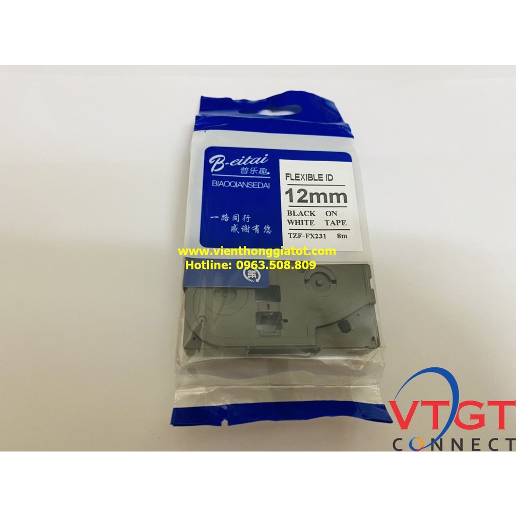 Cuộn nhãn in Brother TZE-231 12mm dùng cho máy in Brother P-Touch