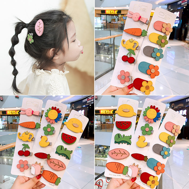 Set 5 Kẹp Tóc Hình Hoa Xinh Xắn Dành Cho Bé Gái