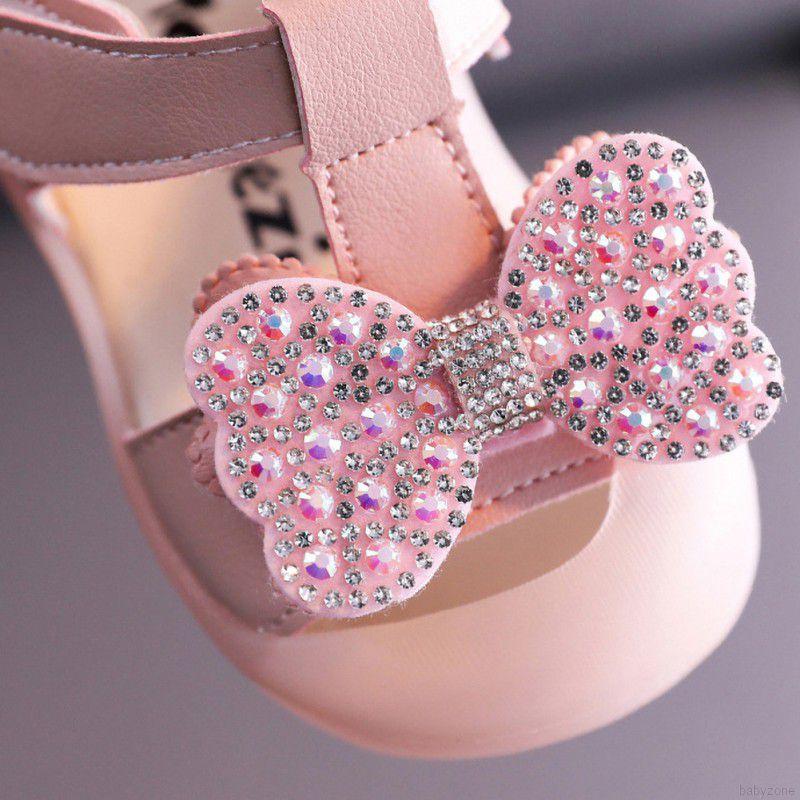 Giày Nơ Đế Mềm Đính Đá Xinh Xắn Cho Bé Gái