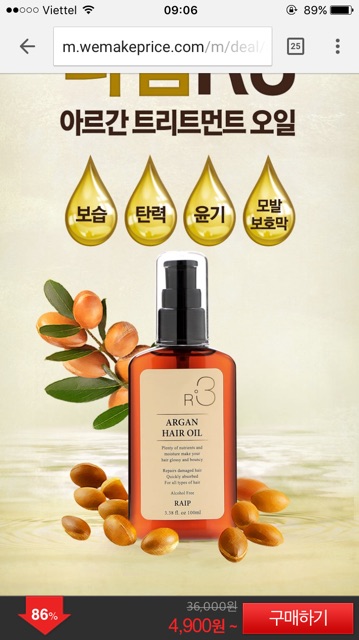 [Sale 86% có sẵn]Dầu dưỡng tóc argan R3 | BigBuy360 - bigbuy360.vn