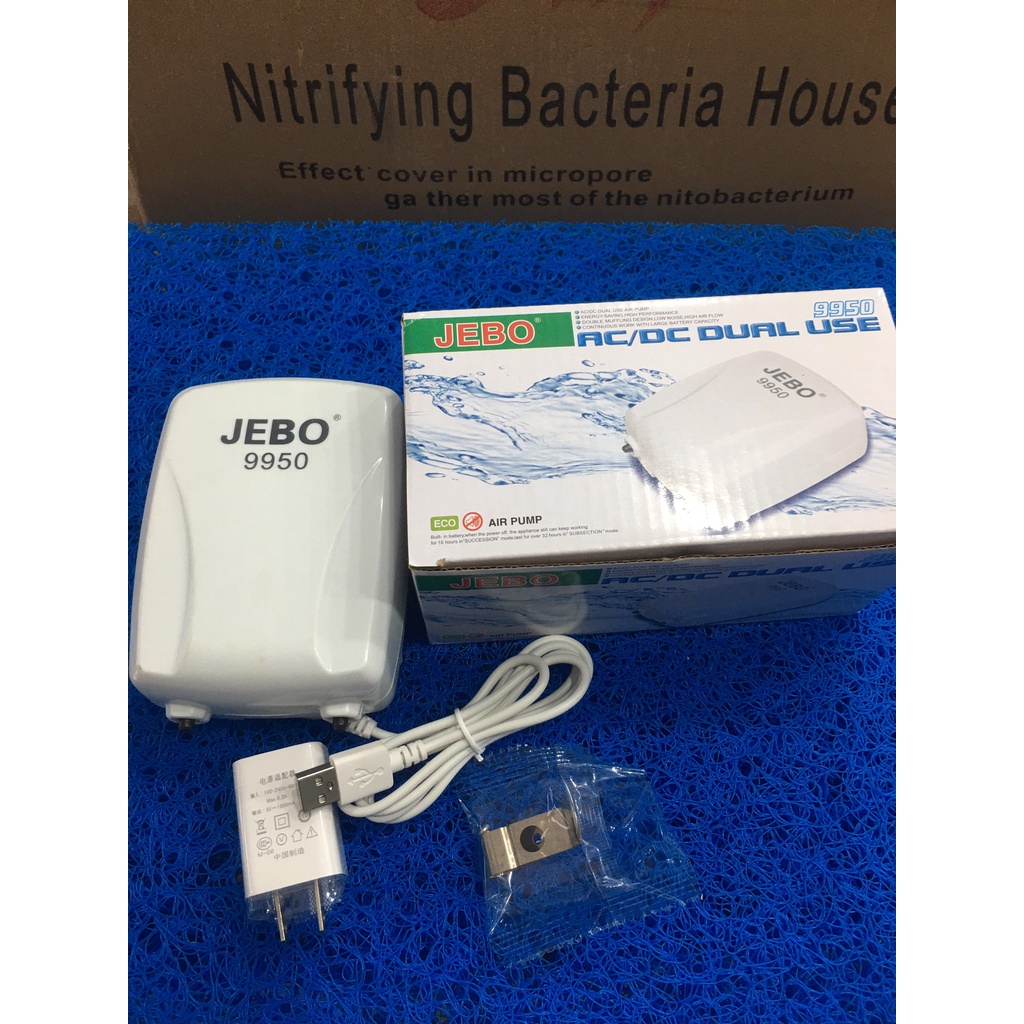Máy sủi Oxy tích điện 2 vòi jebo-9950  dùng cho bể cá cảnh,cá koi