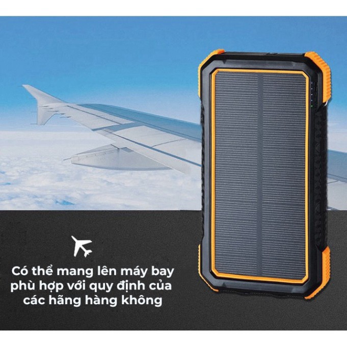 Sạc dự phòng năng lượng mặt trời 20000mAh sử dụng  2 cổng USB sạc nhanh 18W_Vimart