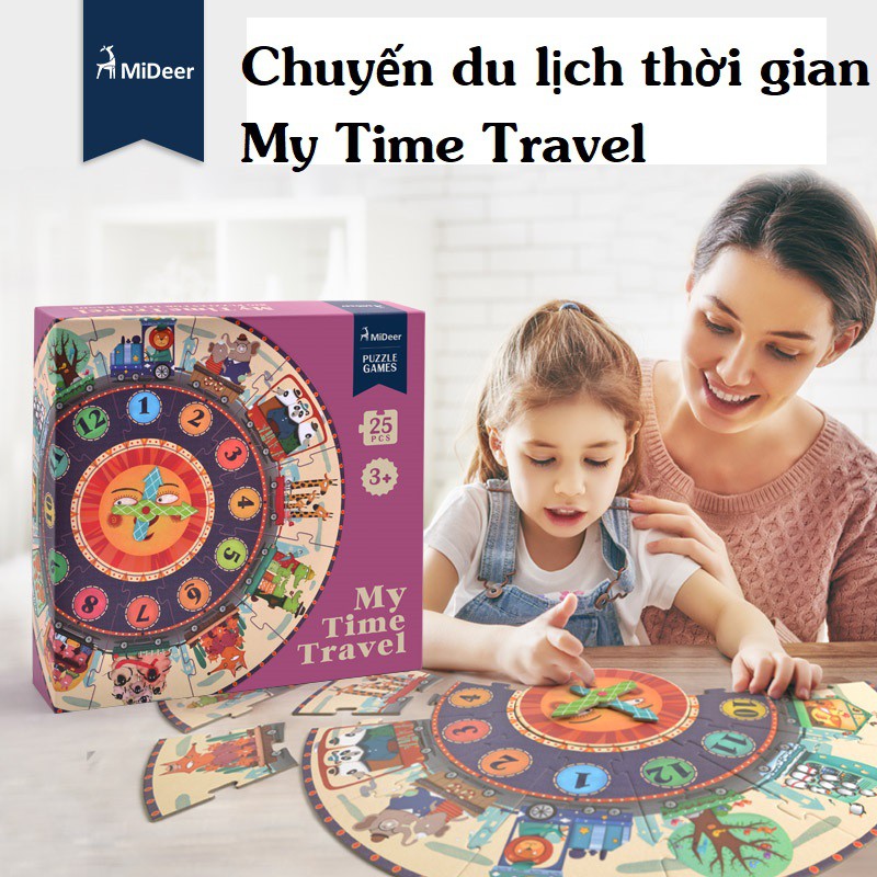 Bộ xếp hình 25 mảnh học về thời gian - My Travel Time Mideer