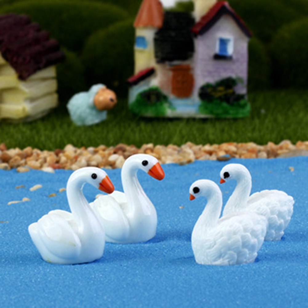 【SPP】2Pcs Couple Lovers Swan Miniature Crafts Garden Decorations Landscape Ornament