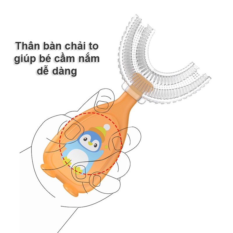Bàn Chải Đánh Răng Cho Bé, bàn chải hình chữ U silicon cao cấp mềm mại cho bé 2 - 6 tuổi