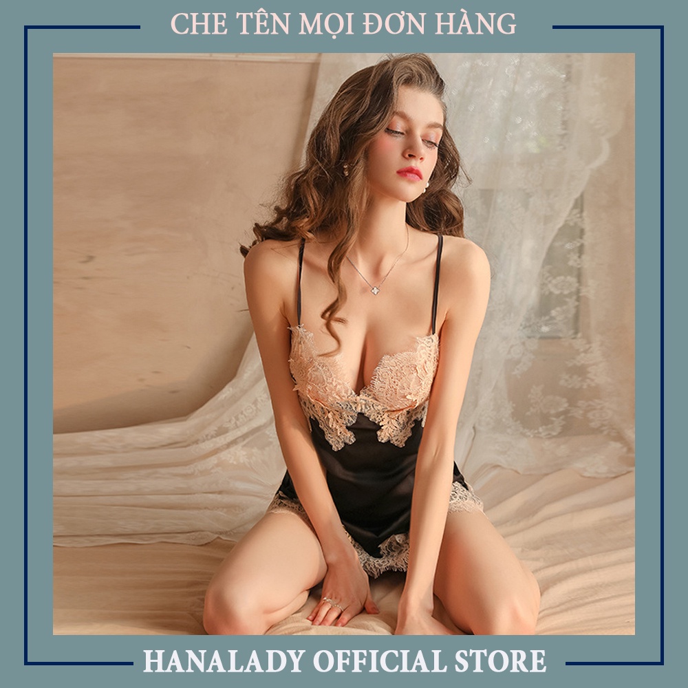 Váy ngủ sexy đầm ngủ xẻ hông đang dây quyến rũ phối ren cao cấp V510