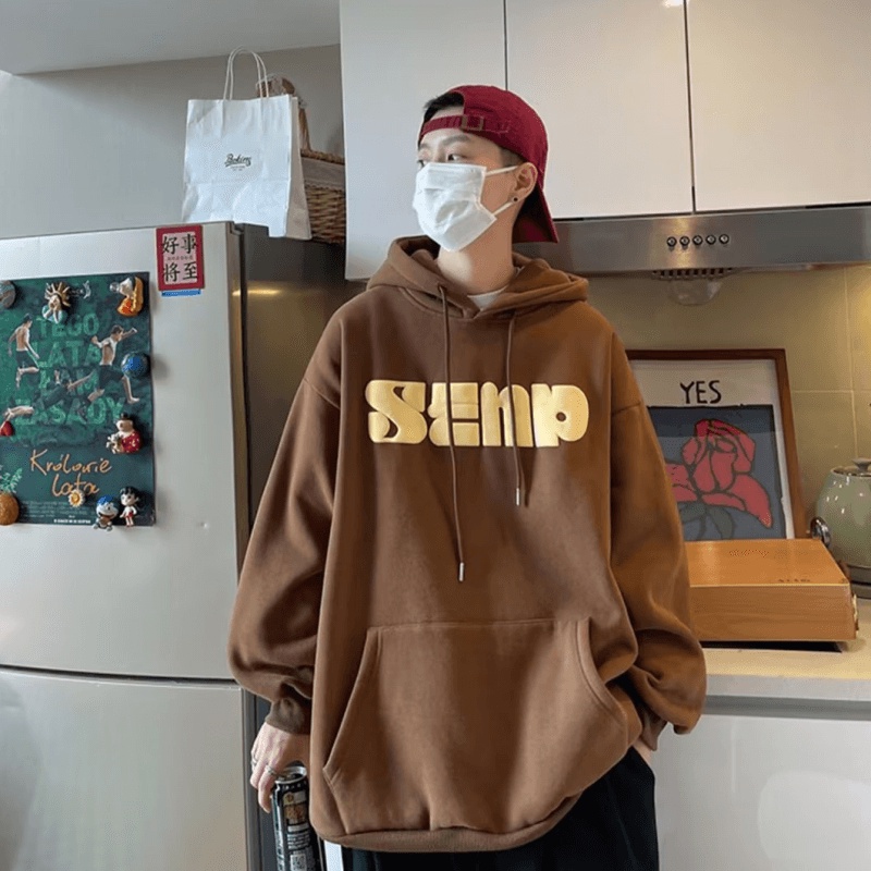 Áo hoodie Dáng Rộng In Chữ Phong Cách Hàn Quốc Thời Trang Chất Lượng Cao Cho Nam size M-5XL