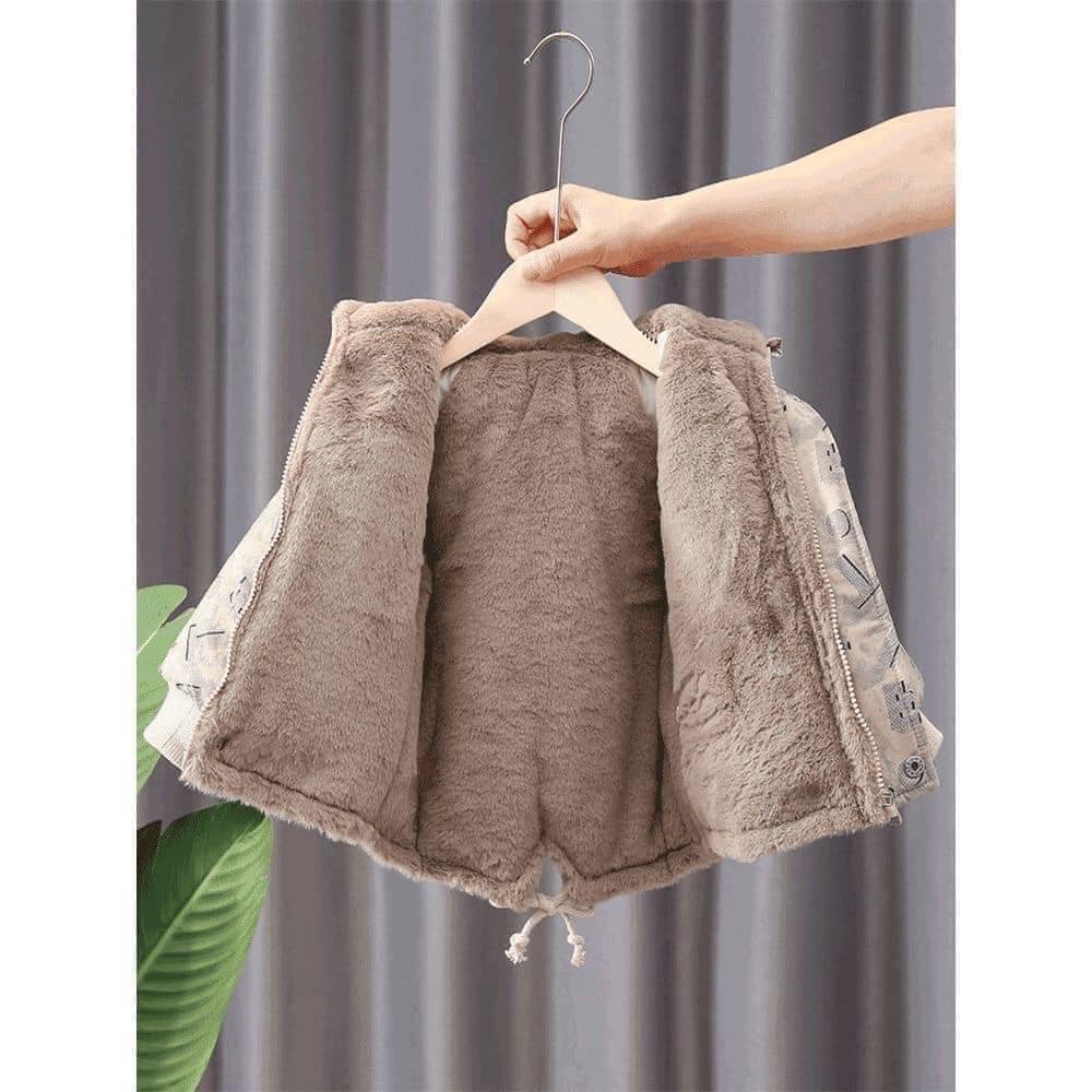 Áo khoác bé lót lông cừu mềm mượt áo parka cho bé chống nước chống gió