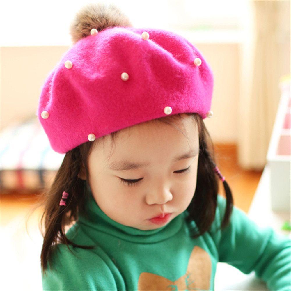 Layor1 Mũ Beret Lông Thỏ Giữ Ấm Mùa Đông Dành Cho Trẻ Em
