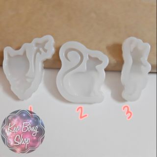 Khuôn silicone hình mèo làm móc khóa, phụ kiện resin