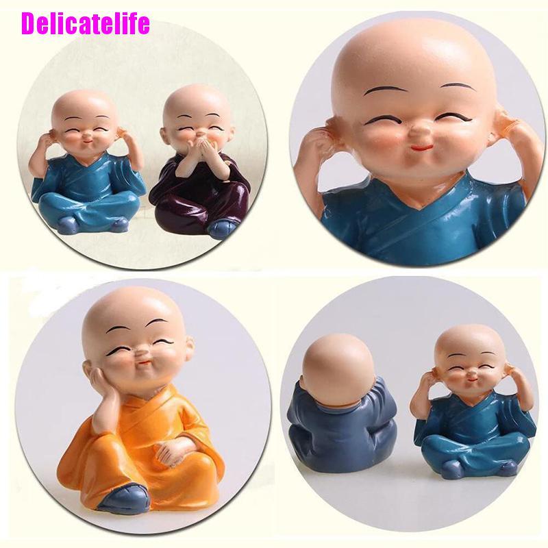 Set 4 tượng chú tiểu bằng nhựa resin để bàn trang trí