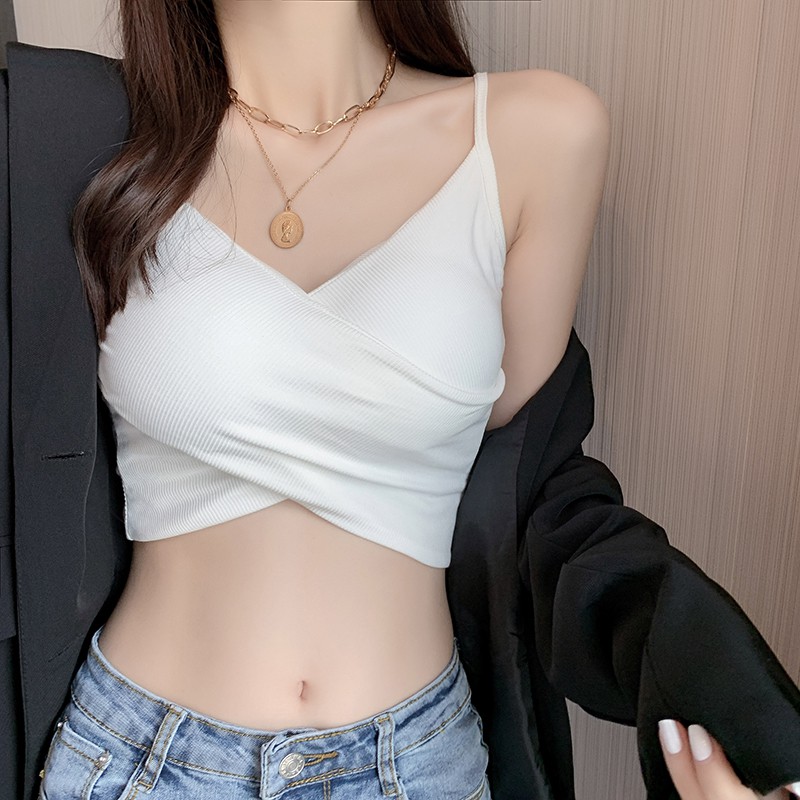 [Kèm Video SP] Áo Hai Dây Nữ Cao Cấp Thun Tăm Vạt Chéo Trơn Màu Dáng Basic Phong Cách Thời Trang Sugal TOP NU 018V6