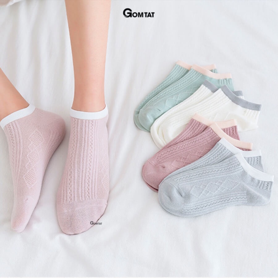 [COMBO 5 ĐÔI] Vớ Nữ cổ ngắn Cotton, Tất nữ sử dụng cả tuần