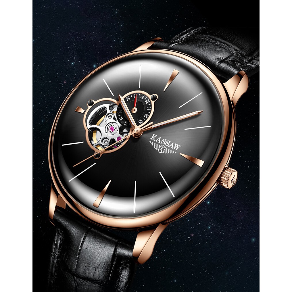Đồng hồ nam chính hãng KASSAW K873-5 Kính sapphire ,chống xước,Chống nước ,BH 24 tháng,Máy cơ (Automatic) ,dây da xịn