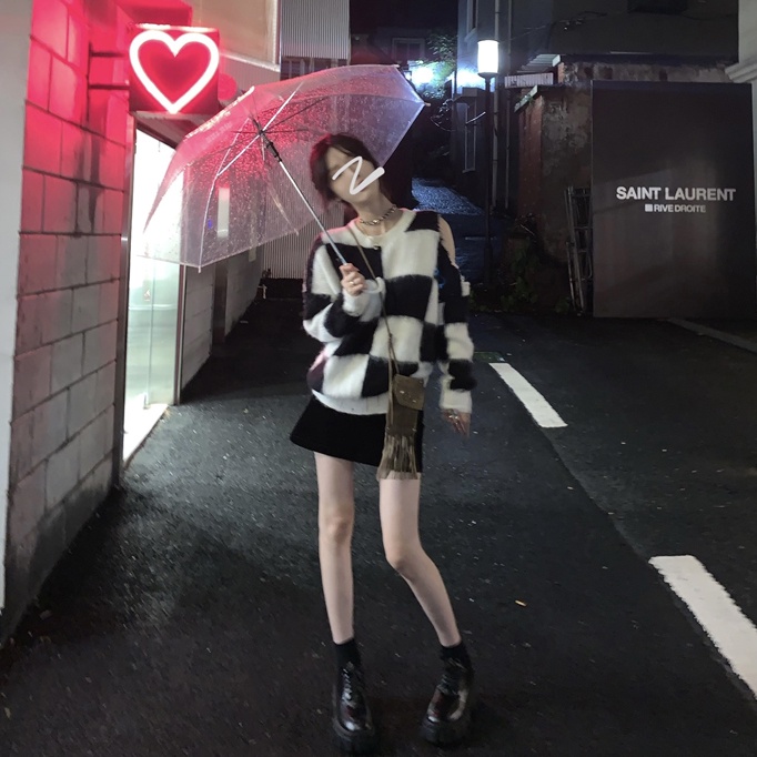  Áo Sweater Dệt Kim Tay Dài Hở Vai Họa Tiết Kẻ Sọc Phong Cách Hàn Quốc Thời Trang | BigBuy360 - bigbuy360.vn