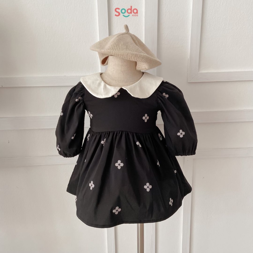 Váy bé gái jiso dress SODA KIDS thiết kế babydoll cổ vuông tiểu thư, dễ thương, phong cách Hàn Quốc