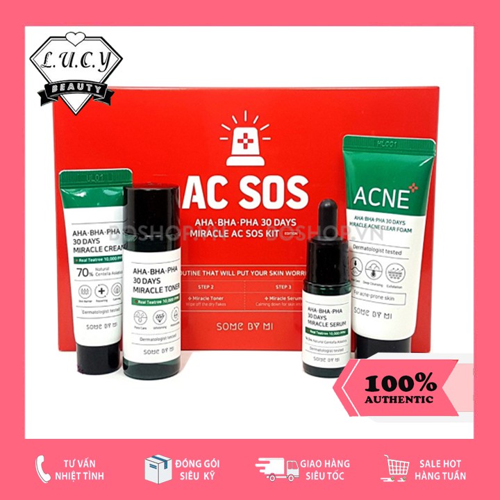 Hàng Hàn- Bộ dưỡng hỗ trợ giảm mụn &quot;Thần Kỳ&quot; Trong 30 Ngày Some By Mi Miracle AC SOS Kit