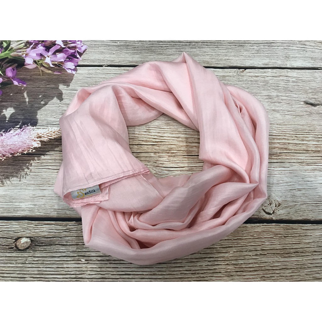 Khăn Choàng Cổ Lụa SenSilk Hồng Phấn - Quà Việt Nam