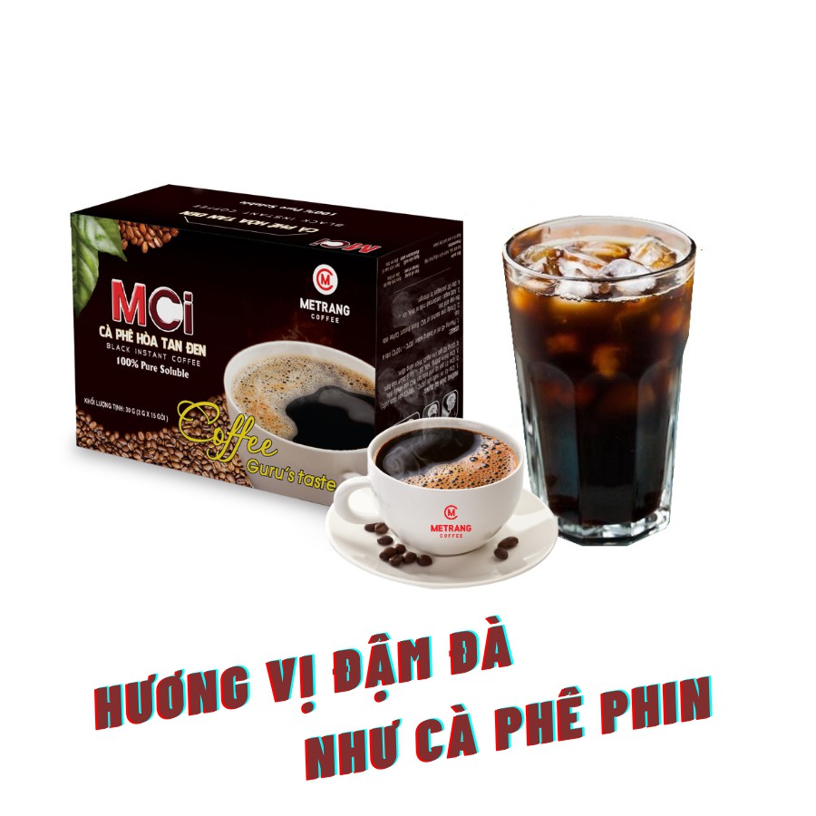 Cà phê Mê Trang hòa tan đen 1in1 (Mci1in1) - Hộp 15 gói