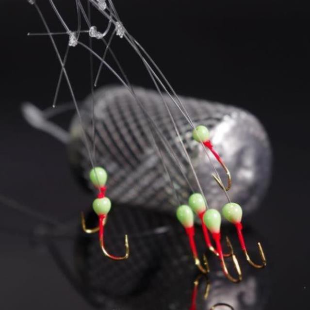 FREESHIP  Bộ Thẻo 7 lưỡi câu cá mương hồ siêu nhạy có rọ sắt LC-12