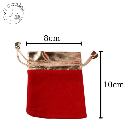 Túi vải nhung đỏ mịn dây rút size 5x7cm đựng trang sức, đồ phong thủy, quà tặng