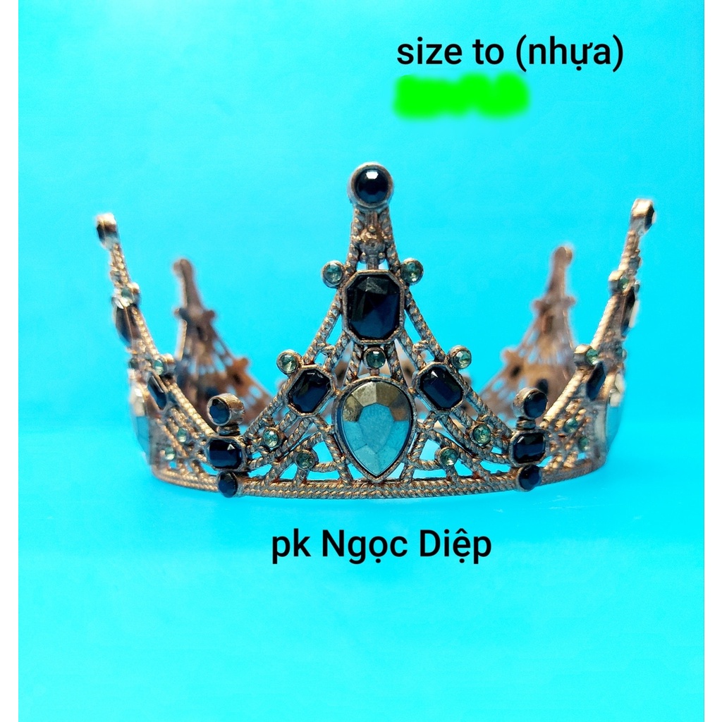 Vương miện đá đen thấp to - nhựa