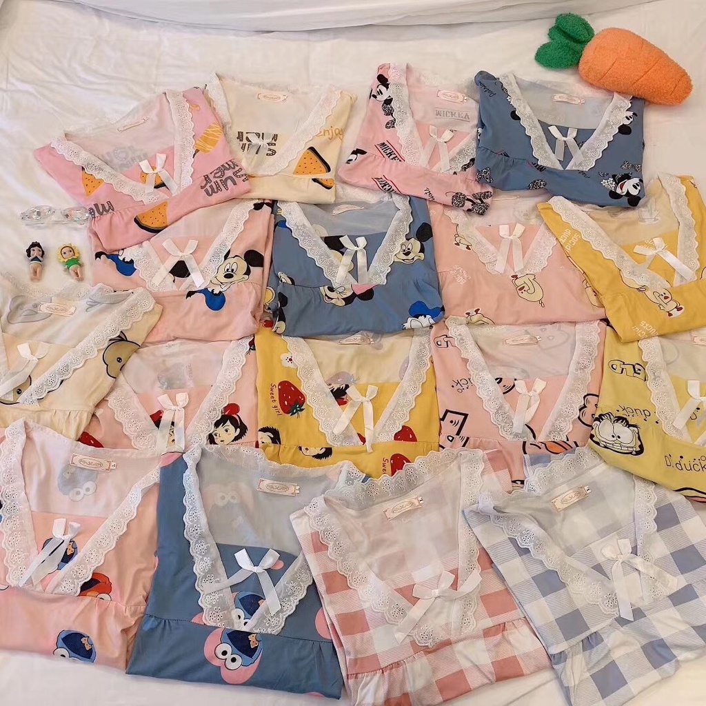 Đồ Bộ Nữ Pijama Mặc Nhà Cộc Tay Hoạt Hình Phối Nơ Cực Xinh LATOZIA BĐN14 | BigBuy360 - bigbuy360.vn