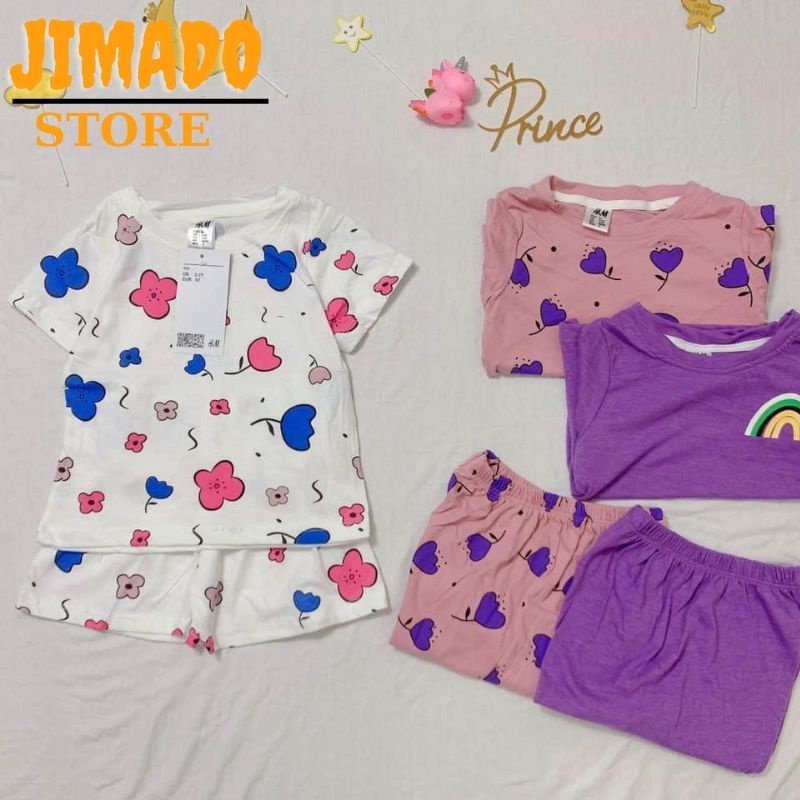 Độ bộ bé gái Combo 3 bộ phông hoa tim cầu vồng chất cotton 4 chiều cho bé JIMADO E1.072.120