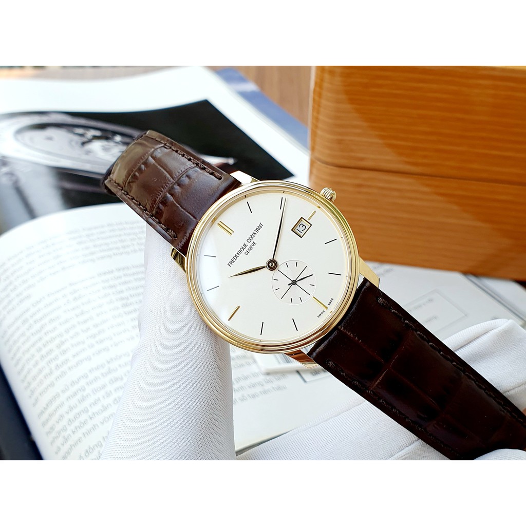 Đồng hồ nam chính hãng Frederique Constant FC Slimline Quartz Gold FC-245V4S5 - Máy Pin Thụy Sĩ - Kính Sapphire