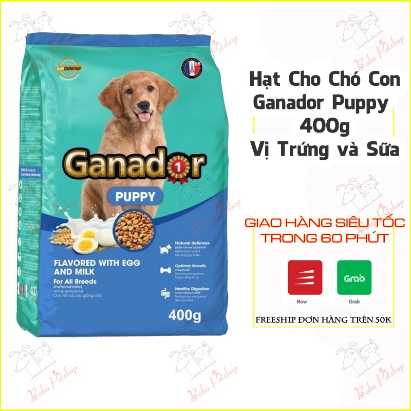 Thức Ăn Hạt Ganador Cho Chó Con Vị Trứng Sữa - Ganador Puppy EGG &amp; MILK Bao túi 400g - Bobo Pet Shop Hà Nội