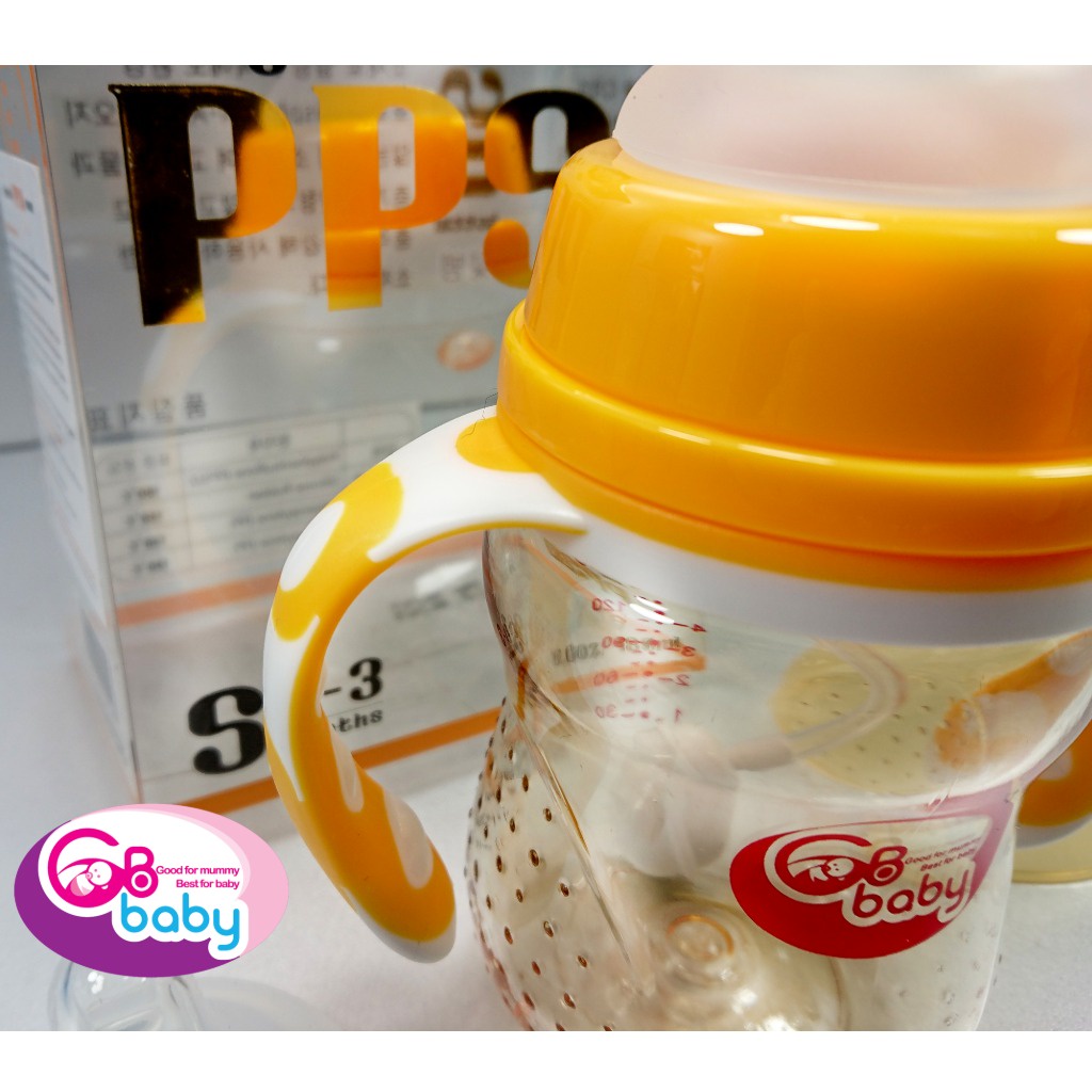 Bình sữa PPSU Gb-Baby Chính hãng tay cầm 240ml cổ rộng Tặng 1 núm và bộ quả lọc cho bé